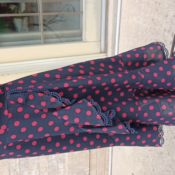 BB Dakota Dress 8 Black Red Polka Dot Lace V Ruffled, Pin Up Gothic Punk Cosplay - Picture 5 of 11